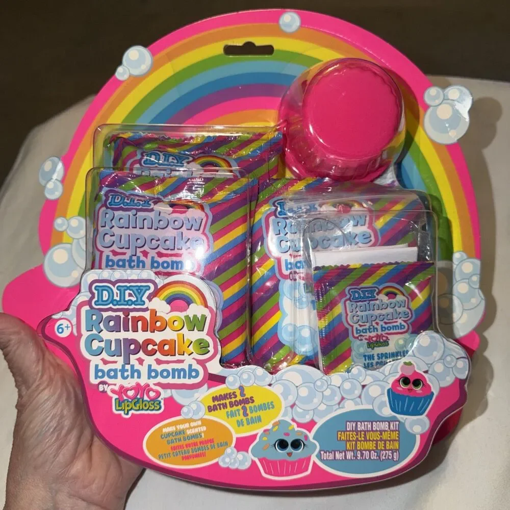 Lip Gloss DIY Rainbow Cupcake Bath Bomb Kit Rainbow Cupcake Bath Bomb Kit